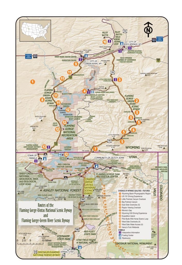 Flaming Gorge-Green River Basin 3 Flaming Gorge Map | I-80 Exit Guide
